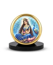 Car Desk/Table Top Radha Krishna Metal Golden Photo Stand  2x2 Inches, Compact & Stylish Spiritual Display For Car, Home & Office (Pack Of 1) (F18643)