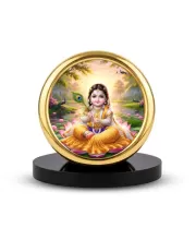Car Desk/Table Top Radha  Metal Golden Photo Stand  2x2 Inches, Compact & Stylish Spiritual Display For Car, Home & Office (Pack Of 1) (F18644)