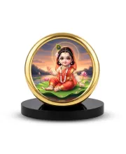 Car Desk/Table Top Radha Metal Golden Photo Stand  2x2 Inches, Compact & Stylish Spiritual Display For Car, Home & Office (Pack Of 1) (F18645)