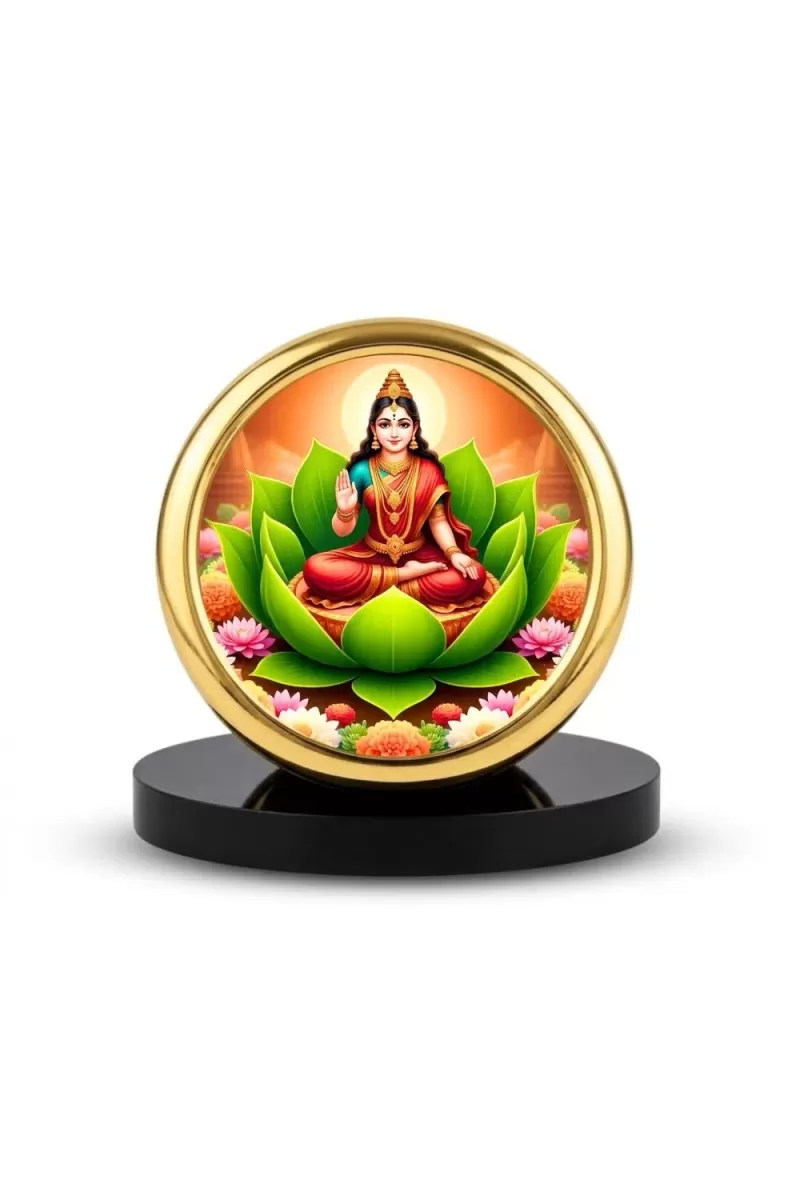 Car Desk/Table Top Parvathi Maa Metal Golden Photo Stand  2x2 Inches, Compact & Stylish Spiritual Display For Car, Home & Office (Pack Of 1) (F18647)