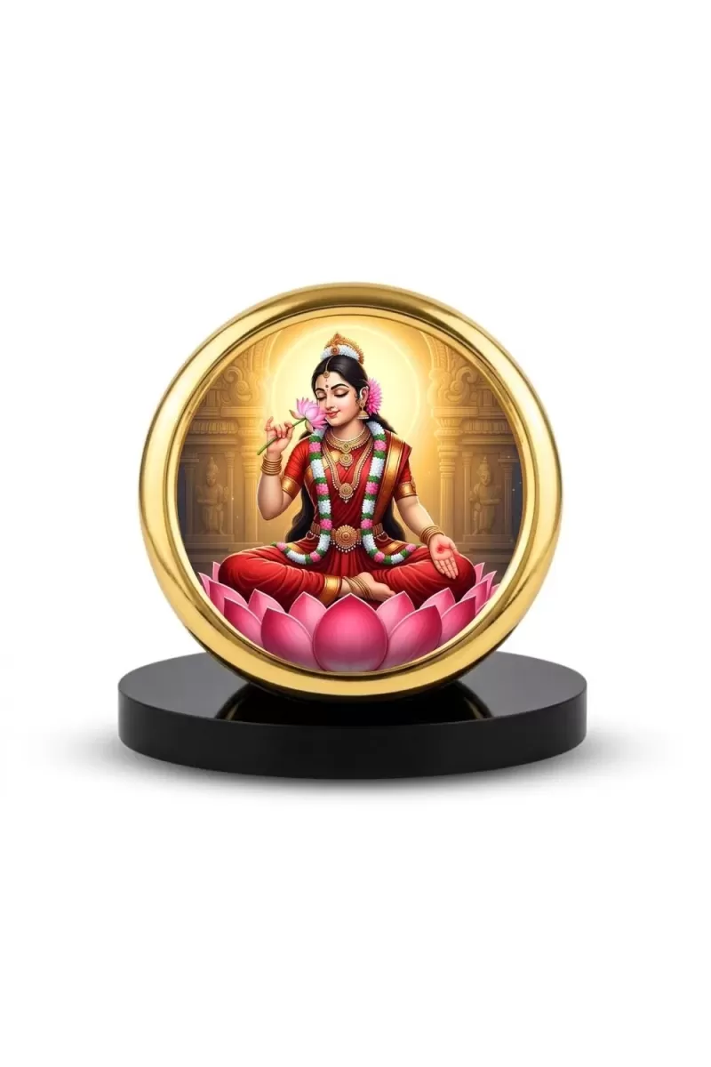 Car Desk/Table Top Radha Metal Golden Photo Stand  2x2 Inches, Compact & Stylish Spiritual Display For Car, Home & Office (Pack Of 1) (F18648)