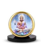 Car Desk/Table Top Lord Hanuman Metal Golden Photo Stand  2x2 Inches, Compact & Stylish Spiritual Display For Car, Home & Office (Pack Of 1) (F18649)