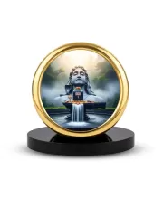 Car Desk/Table Top Lord Shiva Metal Golden Photo Stand  2x2 Inches, Compact & Stylish Spiritual Display For Car, Home & Office (Pack Of 1) (F18651)
