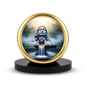 Car Desk/Table Top Lord Shiva Metal Golden Photo Stand 2x2 Inches, Compact & Stylish Spiritual Display For Car, Home & Office (Pack Of 1) (F18651) Car Desk/Table Top Lord Shiva Metal Golden Photo Stand 2x2 Inches, Compact & Stylish Spiritual Display For Car, Home & Office (Pack Of 1) (F18651)