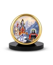 Car Desk/Table Top Lord Shiva Metal Golden Photo Stand  2x2 Inches, Compact & Stylish Spiritual Display For Car, Home & Office (Pack Of 1) (F18653)