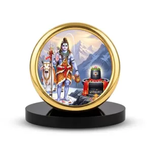Car Desk/Table Top Lord Shiva Metal Golden Photo Stand 2x2 Inches, Compact & Stylish Spiritual Display For Car, Home & Office (Pack Of 1) (F18653) Car Desk/Table Top Lord Shiva Metal Golden Photo Stand 2x2 Inches, Compact & Stylish Spiritual Display For Car, Home & Office (Pack Of 1) (F18653)