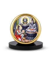 Car Desk/Table Top Lord Shiva Metal Golden Photo Stand  2x2 Inches, Compact & Stylish Spiritual Display For Car, Home & Office (Pack Of 1) (F18654)