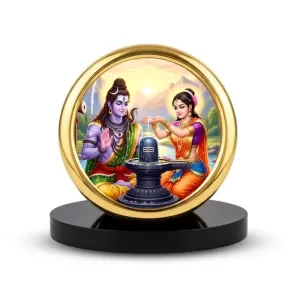 Car Desk/Table Top Lord Shiva Parvathi Metal Golden Photo Stand 2x2 Inches, Compact & Stylish Spiritual Display For Car, Home & Office (Pack Of 1) (F18656) Car Desk/Table Top Lord Shiva Parvathi Metal Golden Photo Stand 2x2 Inches, Compact & Stylish Spiritual Display For Car, Home & Office (Pack Of 1) (F18656)
