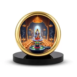 Car Desk/Table Top Lord Shiva Metal Golden Photo Stand 2x2 Inches, Compact & Stylish Spiritual Display For Car, Home & Office (Pack Of 1) (F18657) Car Desk/Table Top Lord Shiva Metal Golden Photo Stand 2x2 Inches, Compact & Stylish Spiritual Display For Car, Home & Office (Pack Of 1) (F18657)