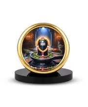 Car Desk/Table Top Lingam Metal Golden Photo Stand  2x2 Inches, Compact & Stylish Spiritual Display For Car, Home & Office (Pack Of 1) (F18658)