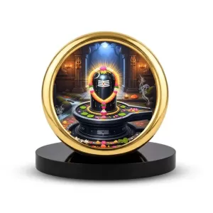 Car Desk/Table Top Lingam Metal Golden Photo Stand 2x2 Inches, Compact & Stylish Spiritual Display For Car, Home & Office (Pack Of 1) (F18658) Car Desk/Table Top Lingam Metal Golden Photo Stand 2x2 Inches, Compact & Stylish Spiritual Display For Car, Home & Office (Pack Of 1) (F18658)