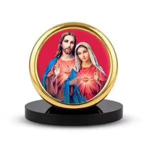 Car Desk/Table Top Lord Jesus And Merry Metal Golden Photo Stand 2x2 Inches, Compact & Stylish Spiritual Display For Car, Home & Office (Pack Of 1) (F18659) Car Desk/Table Top Lord Jesus And Merry Metal Golden Photo Stand 2x2 Inches, Compact & Stylish Spiritual Display For Car, Home & Office (Pack Of 1) (F18659)