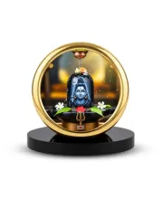 Car Desk/Table Top Lord Shiva Metal Golden Photo Stand  2x2 Inches, Compact & Stylish Spiritual Display For Car, Home & Office (Pack Of 1) (F18661)