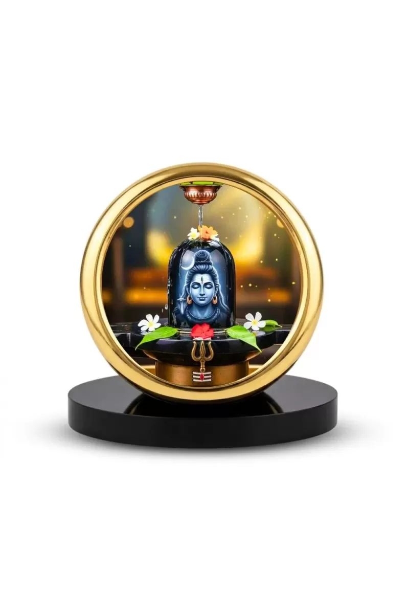 Car Desk/Table Top Lord Shiva Metal Golden Photo Stand  2x2 Inches, Compact & Stylish Spiritual Display For Car, Home & Office (Pack Of 1) (F18661)