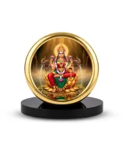 Car Desk/Table Top Goddess Lakshmi Metal Golden Photo Stand  2x2 Inches, Compact & Stylish Spiritual Display For Car, Home & Office (Pack Of 1) (F18662)
