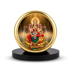 Car Desk/Table Top Goddess Lakshmi Metal Golden Photo Stand  2x2 Inches, Compact & Stylish Spiritual Display For Car, Home & Office (Pack Of 1) (F18662)
