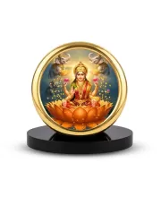 Car Desk/Table Top Lord Lakshmi Metal Golden Photo Stand  2x2 Inches, Compact & Stylish Spiritual Display For Car, Home & Office (Pack Of 1) (F18664)