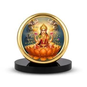 Car Desk/Table Top Lord Lakshmi Metal Golden Photo Stand  2x2 Inches, Compact & Stylish Spiritual Display For Car, Home & Office (Pack Of 1) (F18664)