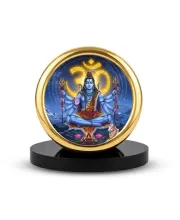 Car Desk/Table Top Lord Shiva Metal Golden Photo Stand  2x2 Inches, Compact & Stylish Spiritual Display For Car, Home & Office (Pack Of 1) (F18666)