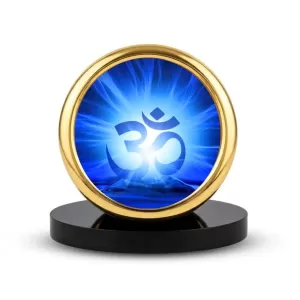 Car Desk/Table Top Om Symbol Metal Golden Photo Stand 2x2 Inches, Compact & Stylish Spiritual Display For Car, Home & Office (Pack Of 1) (F18668) Car Desk/Table Top Om Symbol Metal Golden Photo Stand 2x2 Inches, Compact & Stylish Spiritual Display For Car, Home & Office (Pack Of 1) (F18668)