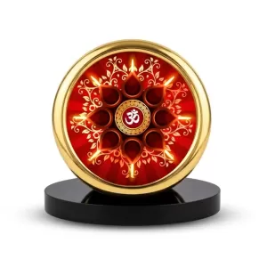 Car Desk/Table Top Om Symbol Metal Golden Photo Stand 2x2 Inches, Compact & Stylish Spiritual Display For Car, Home & Office (Pack Of 1) (F18672) Car Desk/Table Top Om Symbol Metal Golden Photo Stand 2x2 Inches, Compact & Stylish Spiritual Display For Car, Home & Office (Pack Of 1) (F18672)