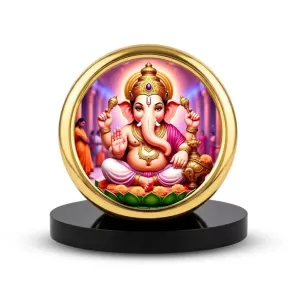 Car Desk/Table Top LOrd Ganesha Metal Golden Photo Stand 2x2 Inches, Compact & Stylish Spiritual Display For Car, Home & Office (Pack Of 1) (F18674) Car Desk/Table Top LOrd Ganesha Metal Golden Photo Stand 2x2 Inches, Compact & Stylish Spiritual Display For Car, Home & Office (Pack Of 1) (F18674)