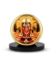 Car Desk/Table Top Lord Venkateswara Metal Golden Photo Stand  2x2 Inches, Compact & Stylish Spiritual Display For Car, Home & Office (Pack Of 1) (F18675)