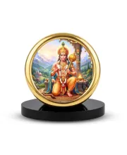 Car Desk/Table Top Lord Hanuman Metal Golden Photo Stand  2x2 Inches, Compact & Stylish Spiritual Display For Car, Home & Office (Pack Of 1) (F18678)
