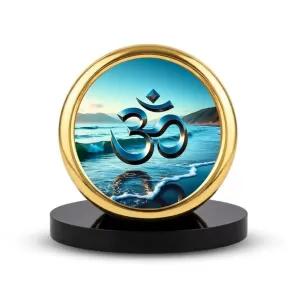Car Desk/Table Top Om Symbol Metal Golden Photo Stand 2x2 Inches, Compact & Stylish Spiritual Display For Car, Home & Office (Pack Of 1) (F18679) Car Desk/Table Top Om Symbol Metal Golden Photo Stand 2x2 Inches, Compact & Stylish Spiritual Display For Car, Home & Office (Pack Of 1) (F18679)