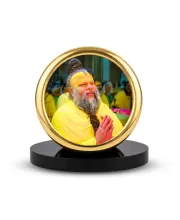 Car Desk/Table Top Premanand Ji Metal Golden Photo Stand  2x2 Inches, Compact & Stylish Spiritual Display For Car, Home & Office (Pack Of 1) (F18680)