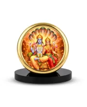 Car Desk/Table Top Lord Rama Sita Metal Golden Photo Stand  2x2 Inches, Compact & Stylish Spiritual Display For Car, Home & Office (Pack Of 1) (F18681)
