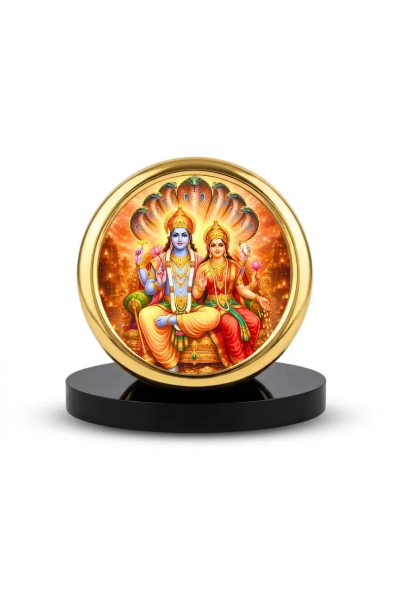 Car Desk/Table Top Lord Rama Sita Metal Golden Photo Stand  2x2 Inches, Compact & Stylish Spiritual Display For Car, Home & Office (Pack Of 1) (F18681)