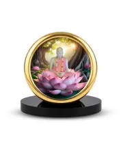 Car Desk/Table Top Ramakrishna Paramahamsa Metal Golden Photo Stand  2x2 Inches, Compact & Stylish Spiritual Display For Car, Home & Office (Pack Of 1) (F18683)