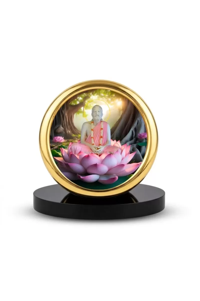 Car Desk/Table Top Ramakrishna Paramahamsa Metal Golden Photo Stand  2x2 Inches, Compact & Stylish Spiritual Display For Car, Home & Office (Pack Of 1) (F18683)