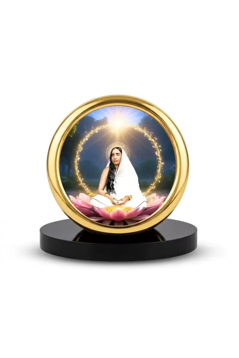 Car Desk/Table Top Saradadevi Metal Golden Photo Stand  2x2 Inches, Compact & Stylish Spiritual Display For Car, Home & Office (Pack Of 1) (F18684)