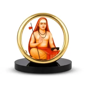 Car Desk/Table Top Aadhi Shankarcharya Metal Golden Photo Stand  2x2 Inches, Compact & Stylish Spiritual Display For Car, Home & Office (Pack Of 1) (F18686)