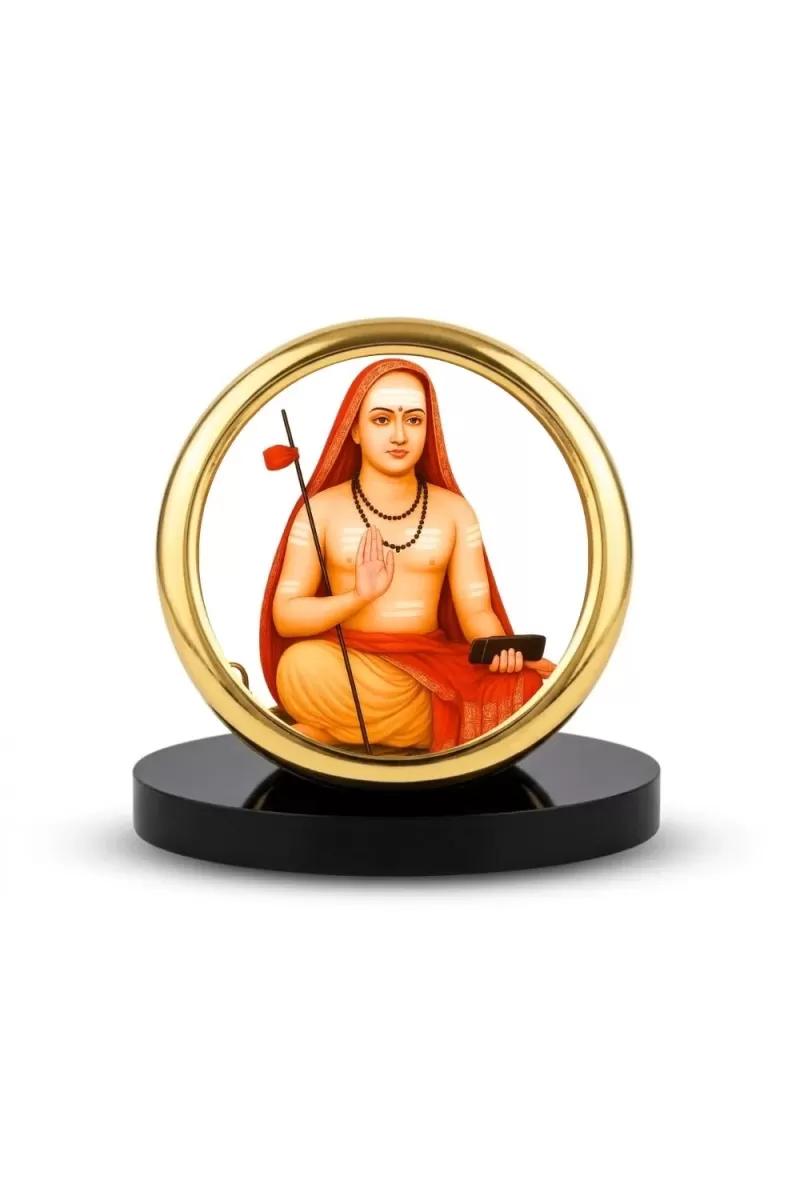 Car Desk/Table Top Aadhi Shankarcharya Metal Golden Photo Stand  2x2 Inches, Compact & Stylish Spiritual Display For Car, Home & Office (Pack Of 1) (F18686)