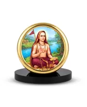 Car Desk/Table Top Aadhi Shankarcharya Metal Golden Photo Stand  2x2 Inches, Compact & Stylish Spiritual Display For Car, Home & Office (Pack Of 1) (F18687)