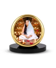 Car Desk/Table Top Sarada Ma Metal Golden Photo Stand  2x2 Inches, Compact & Stylish Spiritual Display For Car, Home & Office (Pack Of 1) (F18693)