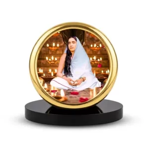 Car Desk/Table Top Sarada Ma Metal Golden Photo Stand 2x2 Inches, Compact & Stylish Spiritual Display For Car, Home & Office (Pack Of 1) (F18693) Car Desk/Table Top Sarada Ma Metal Golden Photo Stand 2x2 Inches, Compact & Stylish Spiritual Display For Car, Home & Office (Pack Of 1) (F18693)