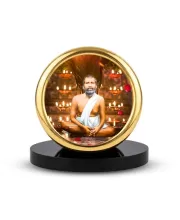 Car Desk/Table Top  Ramakrishna Paramahamsa Metal Golden Photo Stand  2x2 Inches, Compact & Stylish Spiritual Display For Car, Home & Office (Pack Of 1) (F18694)