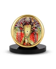 Car Desk/Table Top Kali Matha Metal Golden Photo Stand  2x2 Inches, Compact & Stylish Spiritual Display For Car, Home & Office (Pack Of 1) (F18695)