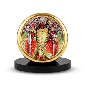 Car Desk/Table Top Kali Matha Metal Golden Photo Stand  2x2 Inches, Compact & Stylish Spiritual Display For Car, Home & Office (Pack Of 1) (F18695)