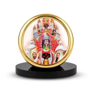 Car Desk/Table Top Kali Matha And Ramakrishna Paramahamsa Metal Golden Photo Stand  2x2 Inches, Compact & Stylish Spiritual Display For Car, Home & Office (Pack Of 1) (F18697)
