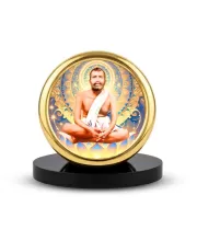 Car Desk/Table Top Ramakrishna Paramahamsa Metal Golden Photo Stand  2x2 Inches, Compact & Stylish Spiritual Display For Car, Home & Office (Pack Of 1) (F18698)