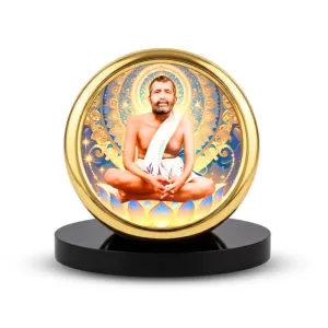 Car Desk/Table Top Ramakrishna Paramahamsa Metal Golden Photo Stand  2x2 Inches, Compact & Stylish Spiritual Display For Car, Home & Office (Pack Of 1) (F18698)