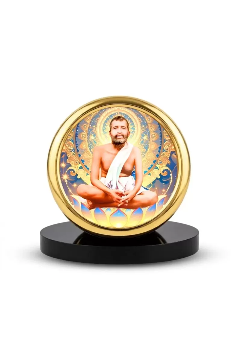Car Desk/Table Top Ramakrishna Paramahamsa Metal Golden Photo Stand  2x2 Inches, Compact & Stylish Spiritual Display For Car, Home & Office (Pack Of 1) (F18698)