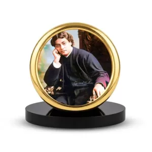Car Desk/Table Top Swami Vivekananda Metal Golden Photo Stand 2x2 Inches, Compact & Stylish Spiritual Display For Car, Home & Office (Pack Of 1) (F18700) Car Desk/Table Top Swami Vivekananda Metal Golden Photo Stand 2x2 Inches, Compact & Stylish Spiritual Display For Car, Home & Office (Pack Of 1) (F18700)