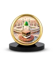Car Desk/Table Top Mucca Masid Metal Golden Photo Stand  2x2 Inches, Compact & Stylish Spiritual Display For Car, Home & Office (Pack Of 1) (F18704)