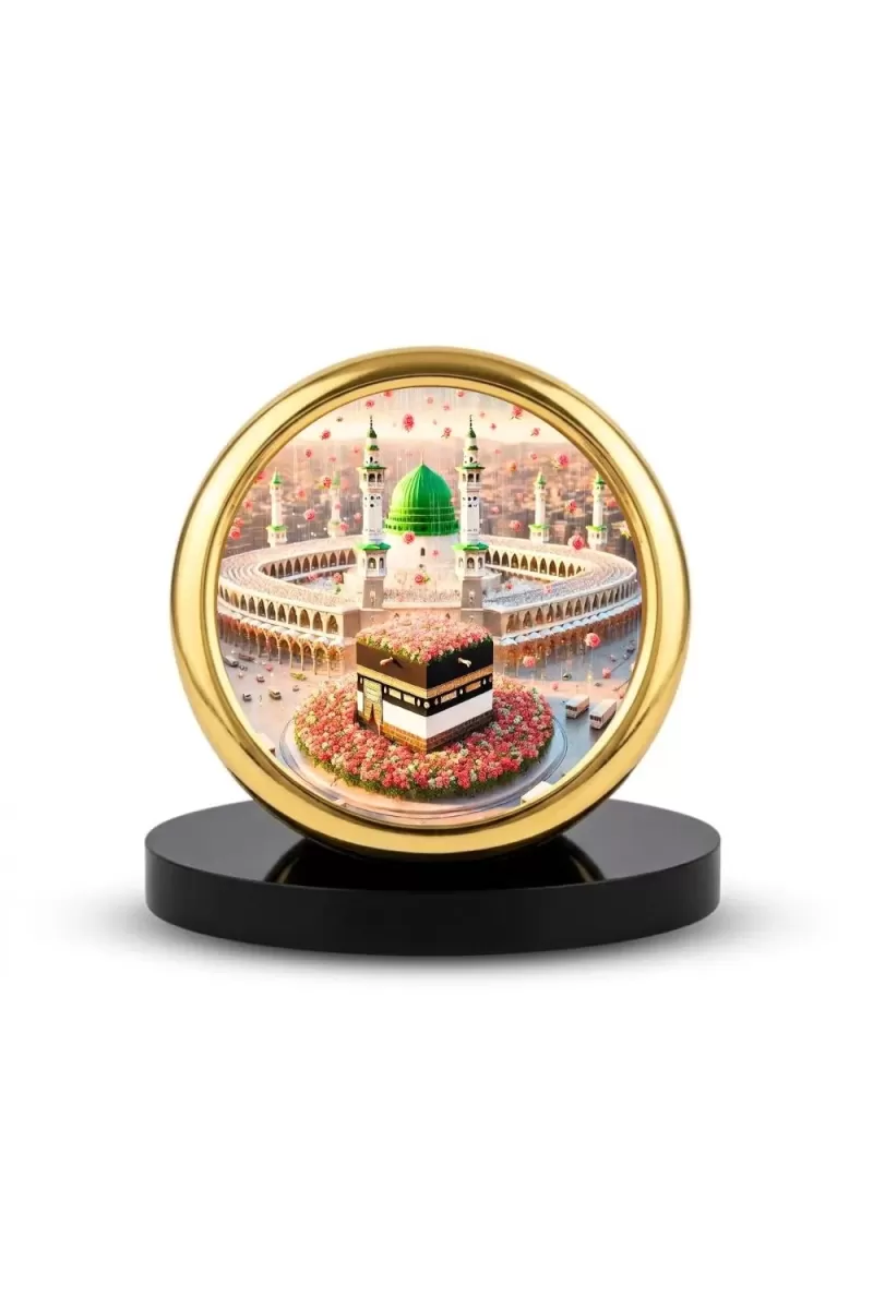 Car Desk/Table Top Mucca Masid Metal Golden Photo Stand  2x2 Inches, Compact & Stylish Spiritual Display For Car, Home & Office (Pack Of 1) (F18704)